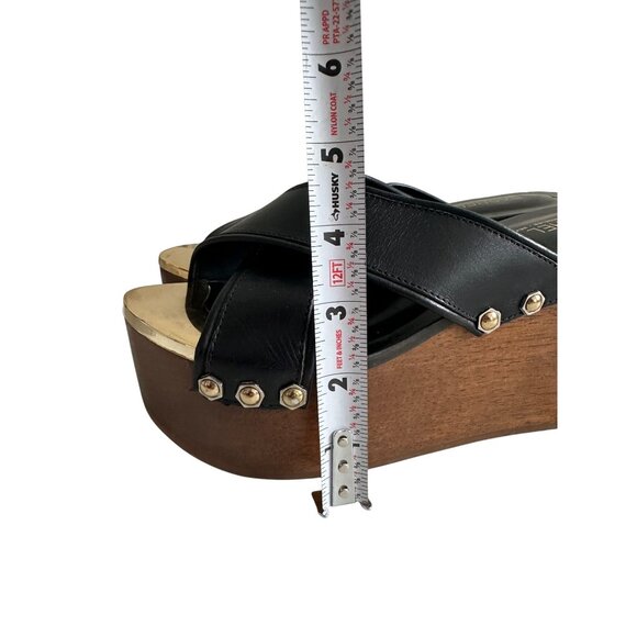 RACHEL ZOE Maddi Black Soft Calf Leather Platform Sandals Size 6.5 - Picture 7 of 11